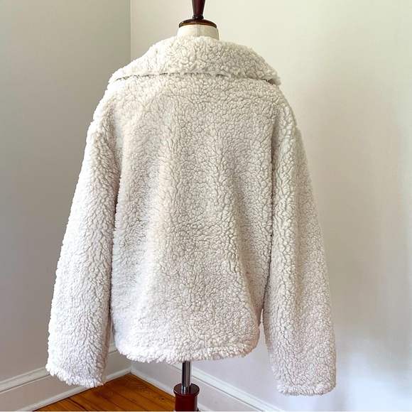 J.Crew Sherpa Fleece Pullover Women’s Medium Cream Half Zip Teddy Jacket Cozy - Picture 4 of 8